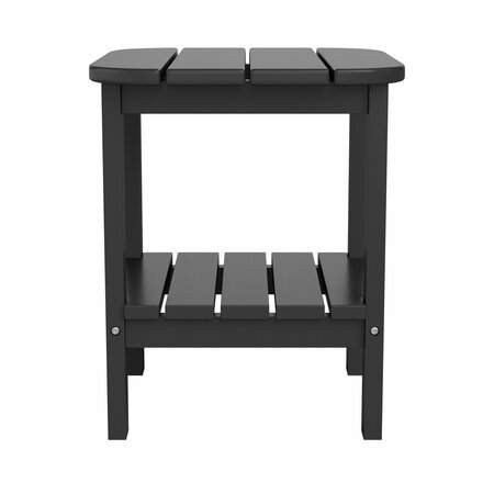 Flash Furniture Newport HDPE 2-Tier Adirondack Side Table - All-Weather - Indoor/Outdoor Black LE-HMP-1035-1517H-BK-GG